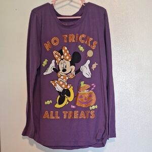 Girl's Large (10/12) Disney Purple Halloween Minnie Mouse Long Sleeve Shirt